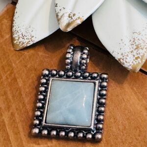 Vintage Roman Beaded Pendant with Blue Accent Stone- signed